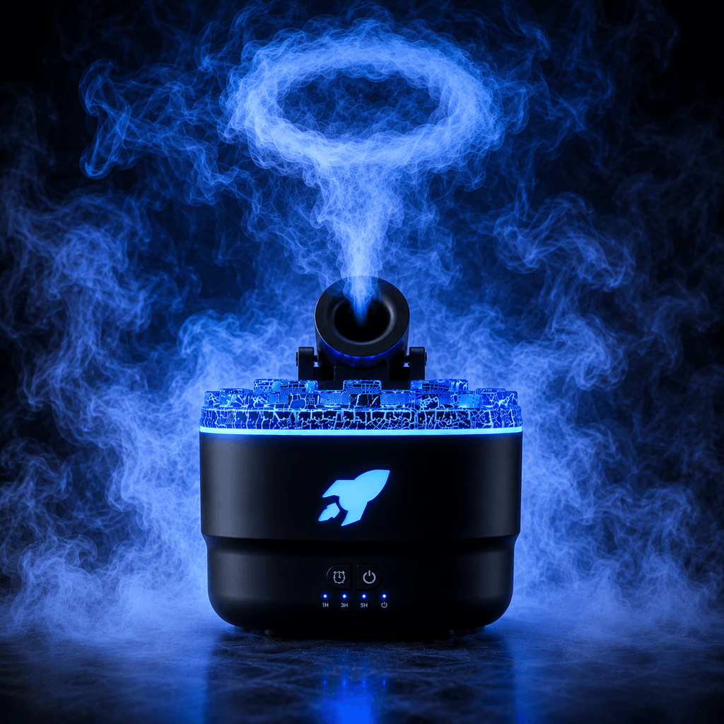 Volcano Flame Aroma Diffuser Smoke Ring Humidifier with Crack Light