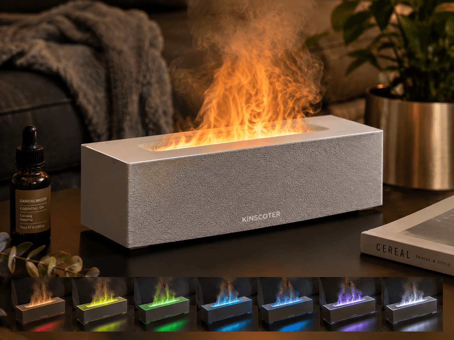 Flame Fireplace Aroma Diffuser – Ultrasonic Essential Oil Humidifier with LED Light