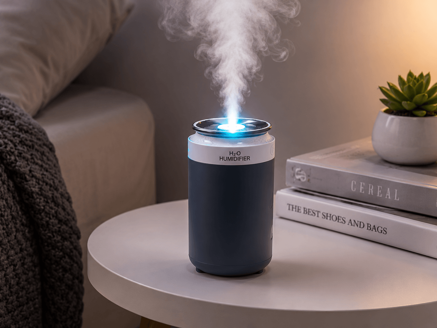 Portable Can Aroma Diffuser – USB Essential Oil Humidifier with LED Light
