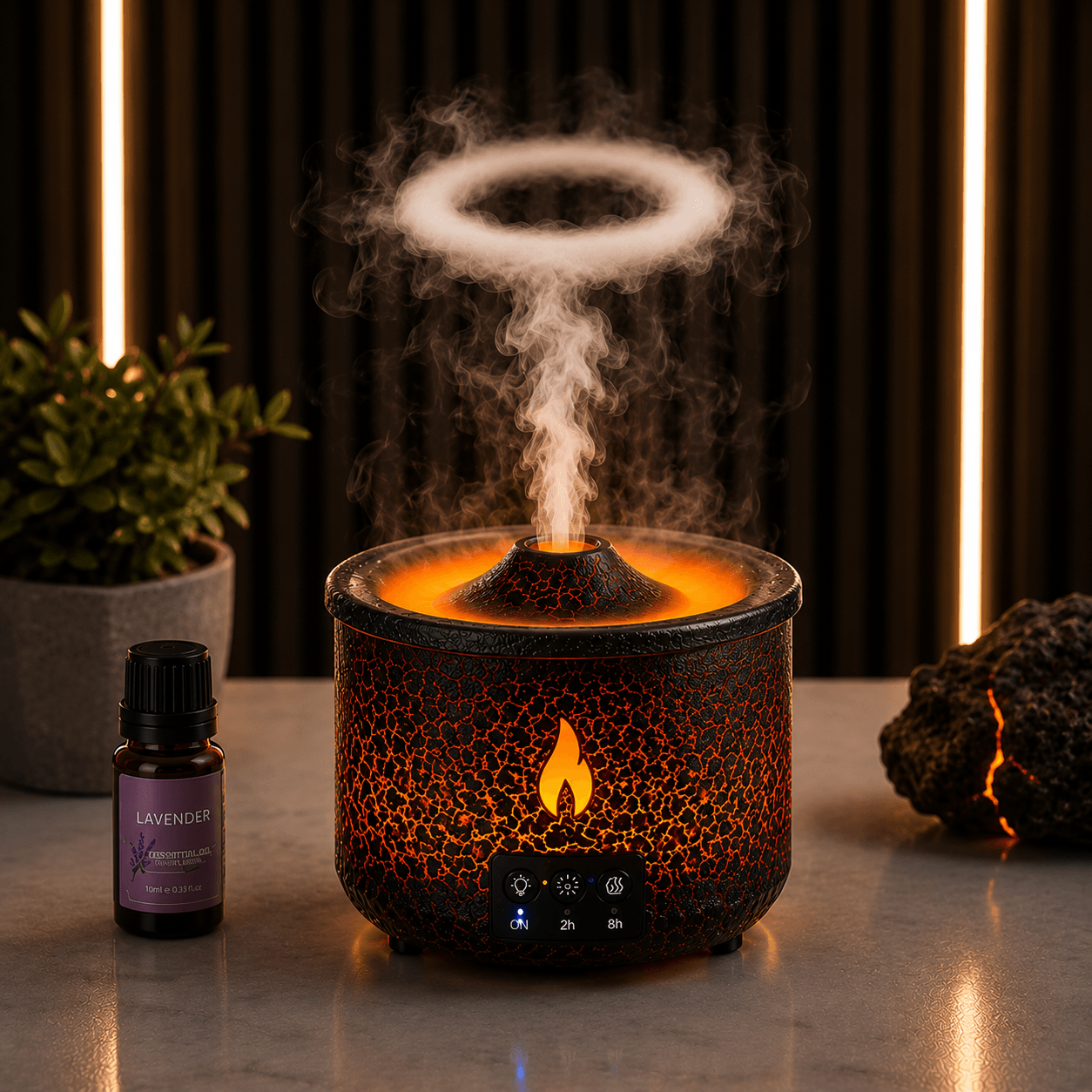 Volcano Flame Aroma Diffuser 360ml Smoke Ring Humidifier