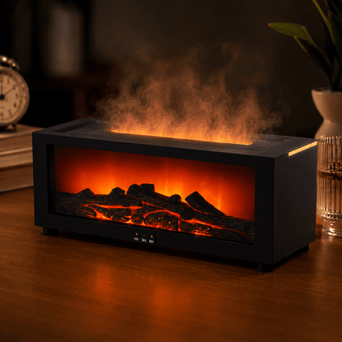 Flame Aroma Diffuser & Essential Oil Humidifier USB Cool Mist Air Humidifier with LED Flame Light & Remote Control for Home