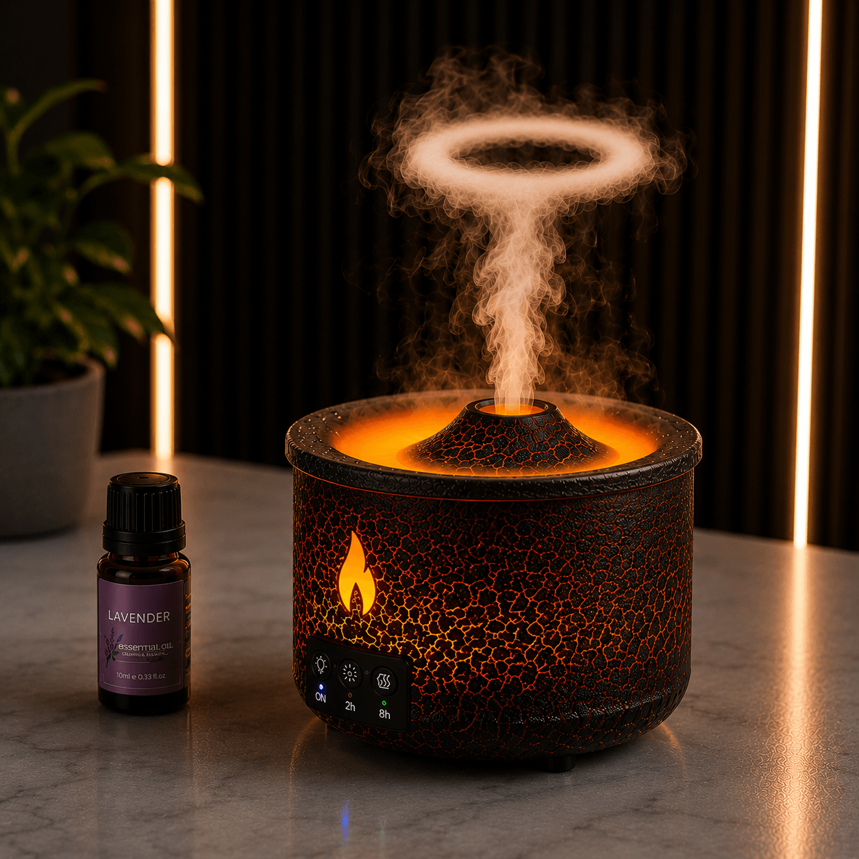Volcano Flame Aroma Diffuser 360ml Smoke Ring Humidifier
