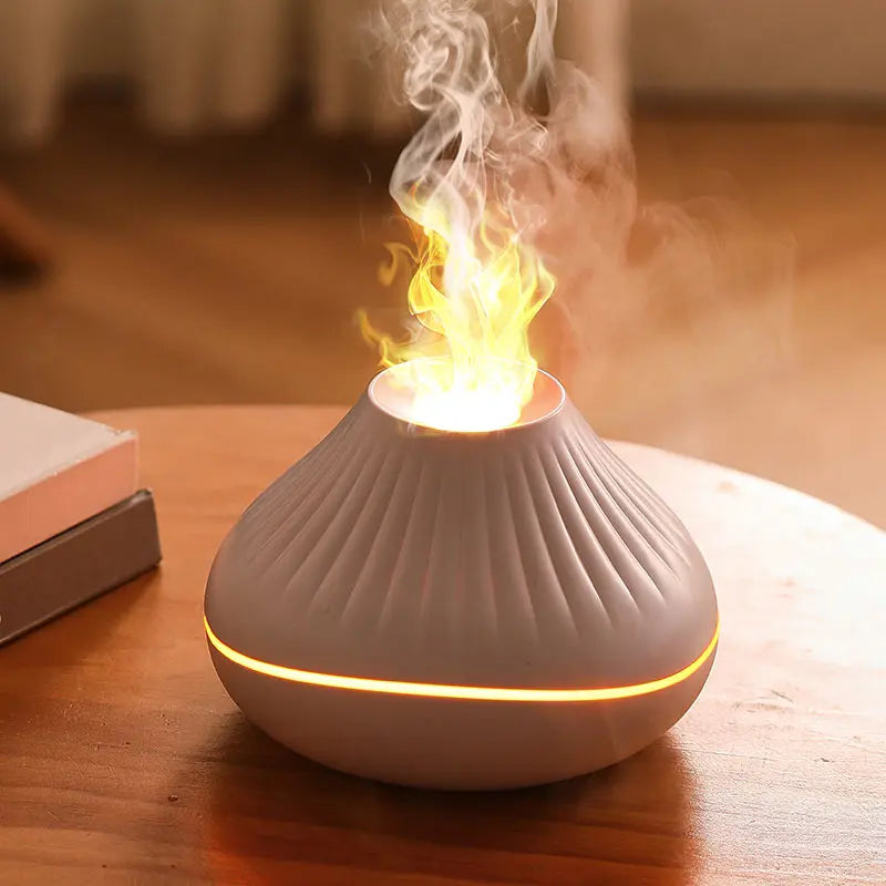 New Crystal Bead Ultrasonic Essential Oil Fire Aroma Diffuser Desktop Table Colorful 3d Flame Air 160ml Aromatherapy Diffusers