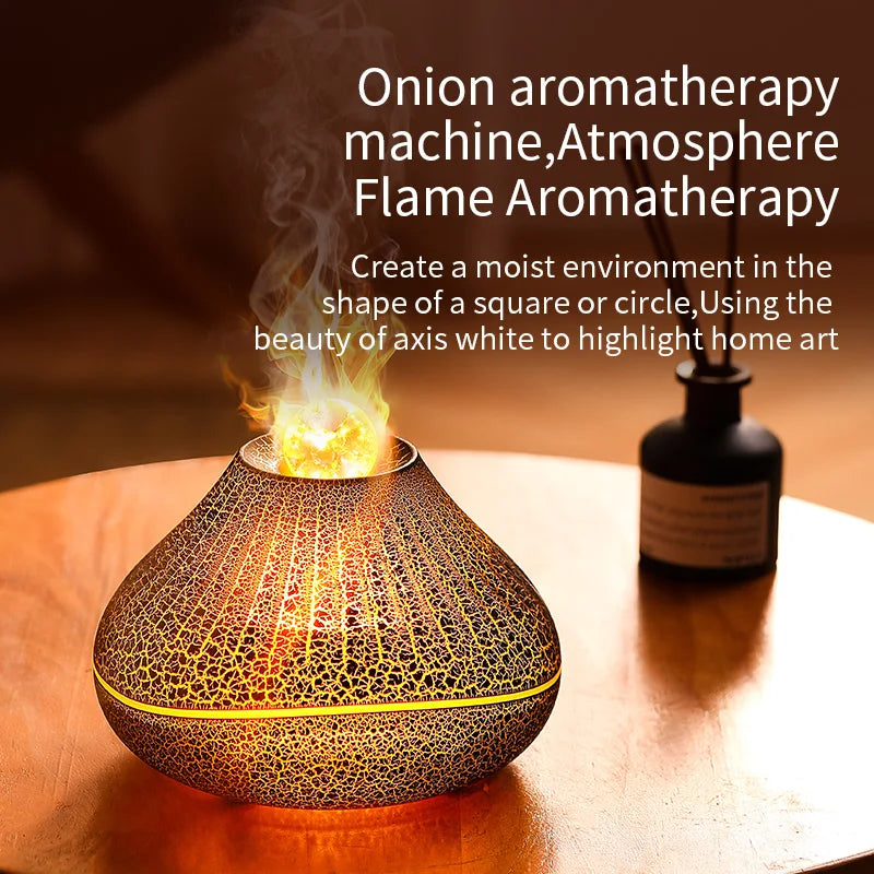 New Crystal Bead Ultrasonic Essential Oil Fire Aroma Diffuser Desktop Table Colorful 3d Flame Air 160ml Aromatherapy Diffusers