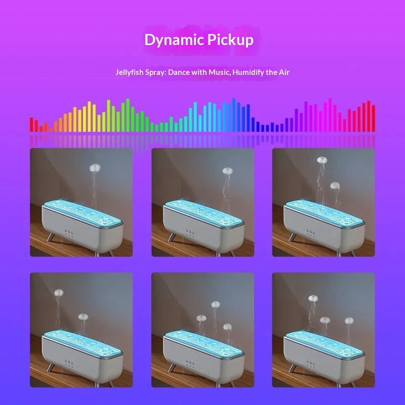 Household Smoke Ring Flame Humidifier Dynamic Jellyfish Design Ultrasonic Essential Oil Diffuser LED Desktop Mute Low Water Auto