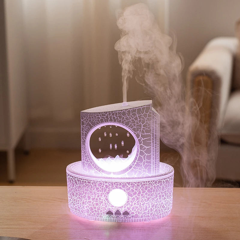 Home High Mist Desktop Essential Oil Aromatherapy Diffuser 180ml Crack Color Moon Water Droplet Rain Humidifier