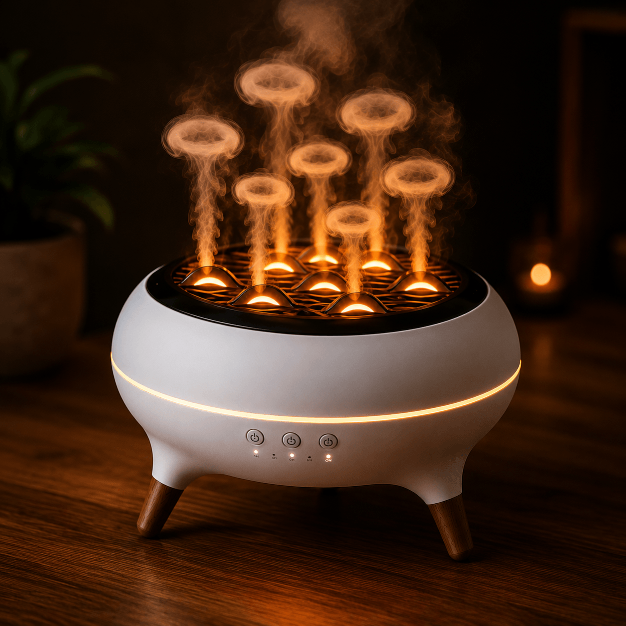 350ML Flame Aroma Diffuser with Remote Control Essential Oil Humidifier & 7-Color LED Night Light